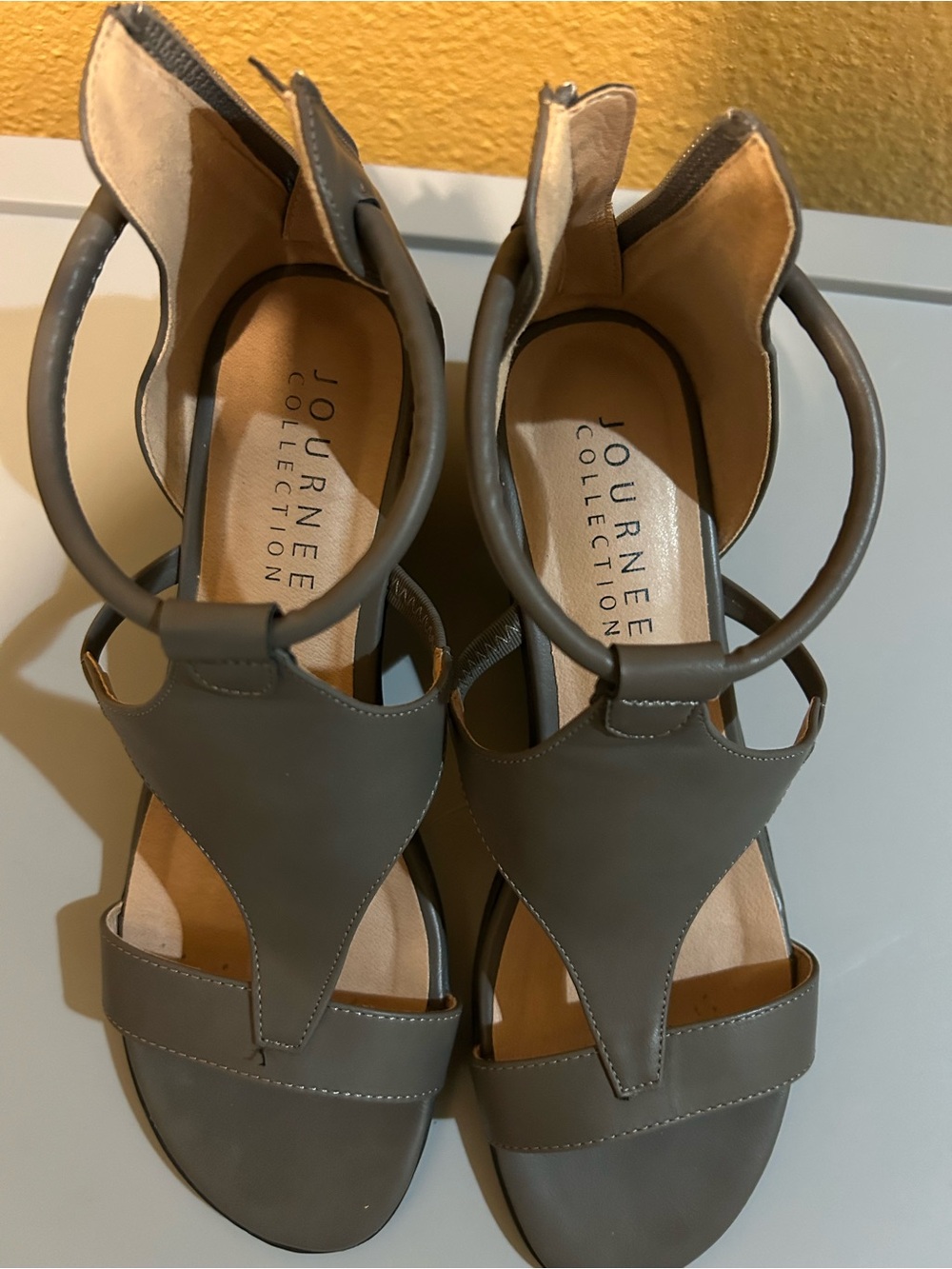 Journee Collection Women's Taupe T-Strap Ring Heels